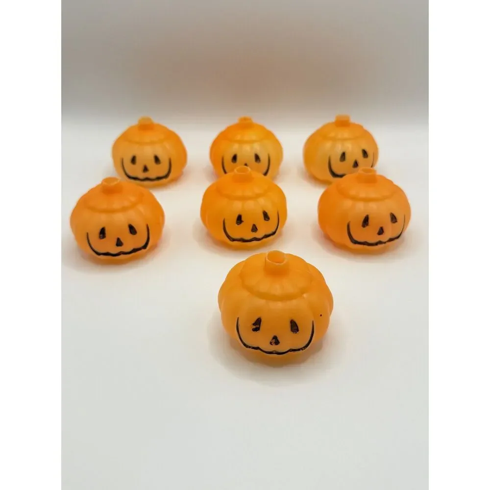 Vintage Halloween Blow Mold Pumpkin String Light Covers Lot of 7 Jack-O-Lantern